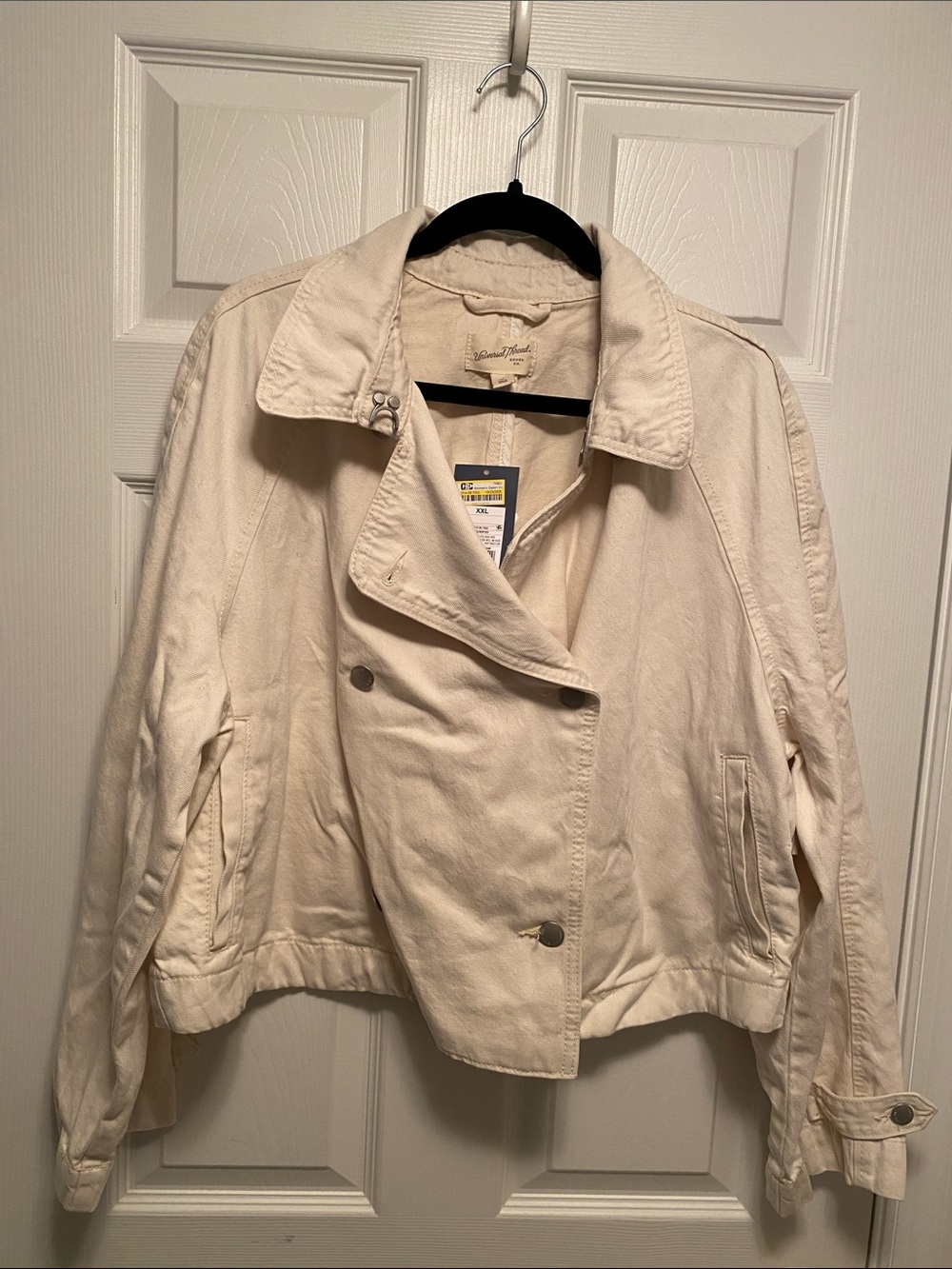 Universal Thread Cream Cropped Denim Jacket…size XXL